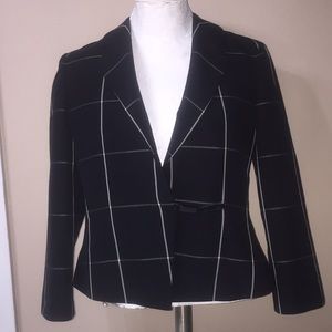 ARMANI COLLEZIONI Black & White Window Pane Plaid Cropped Blazer